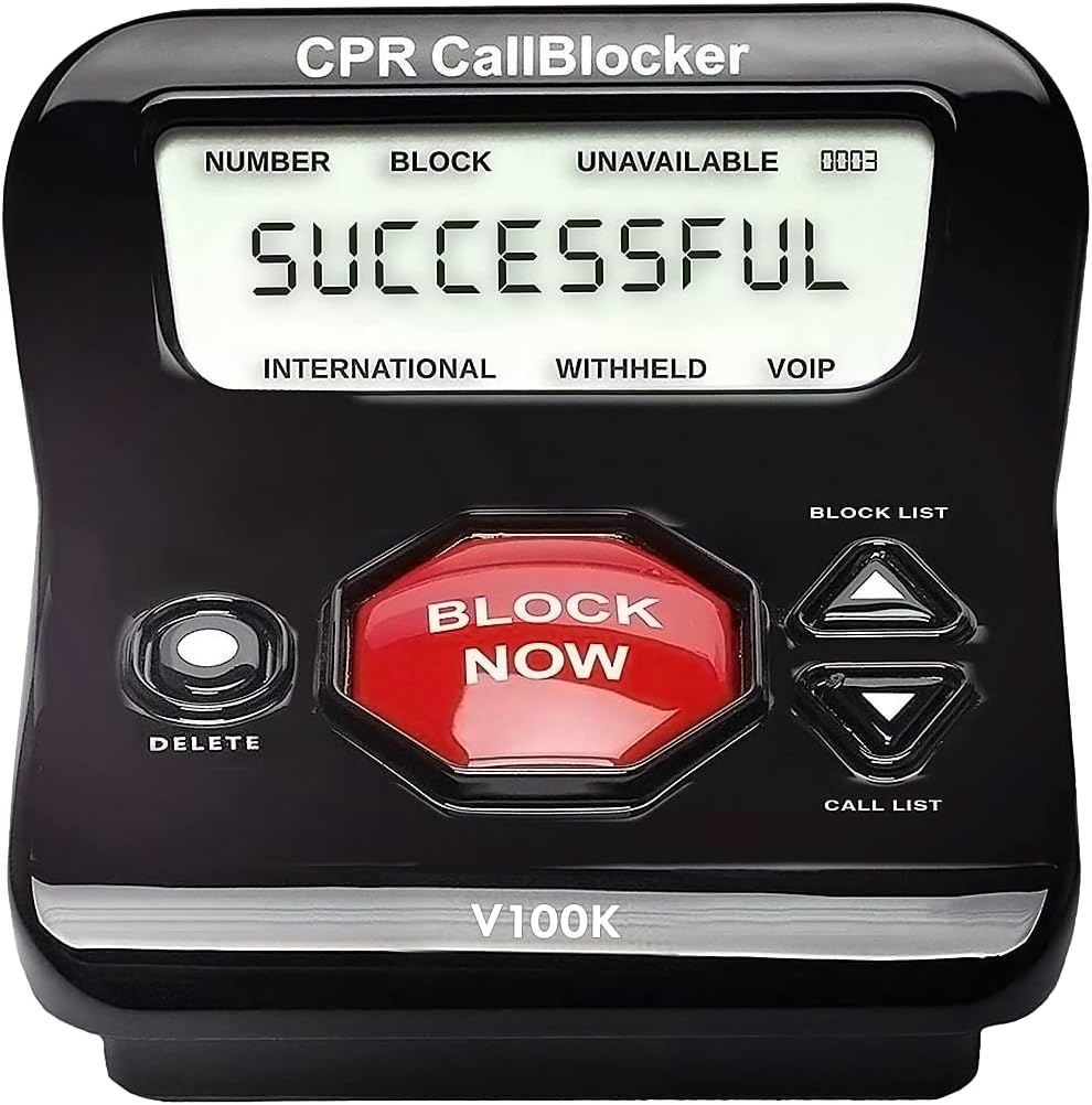 Landline call blocker caregivers install to cut scam calls to a parent with dementia before killing the phone line